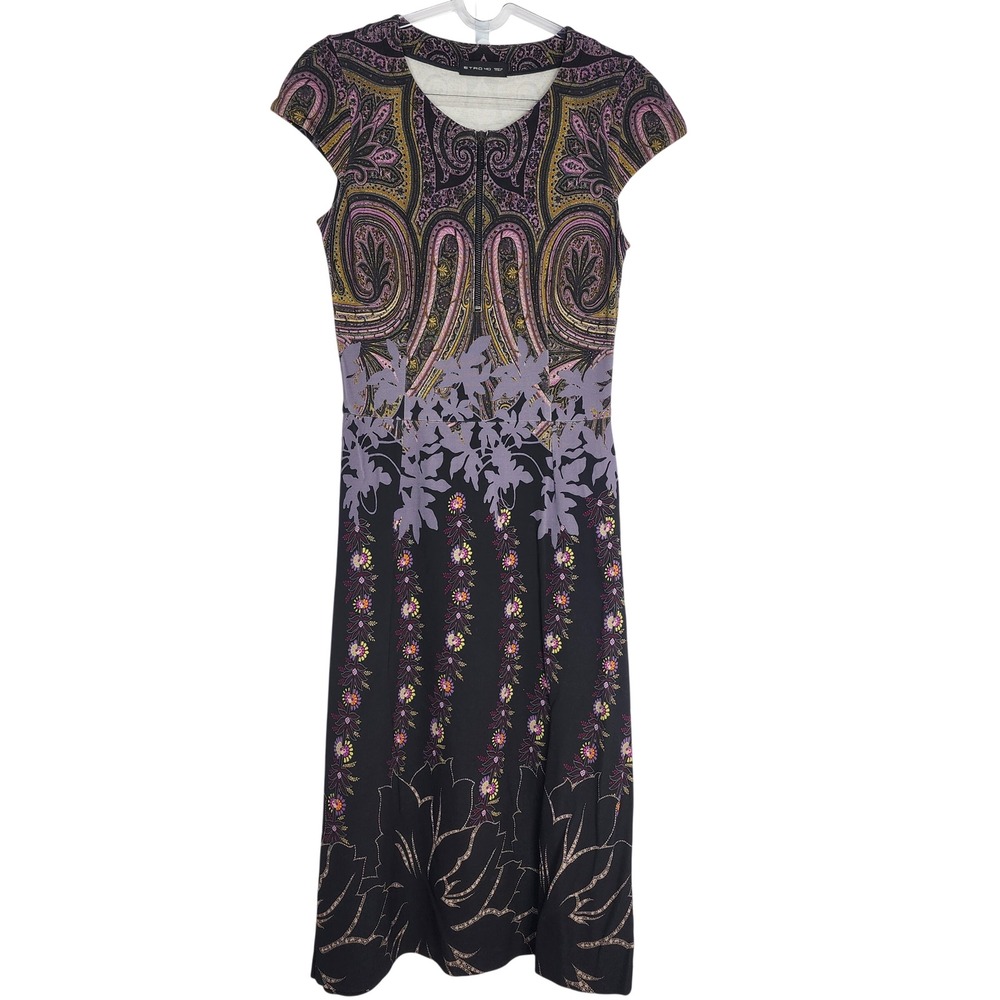 Etro Paisley Floral Sheath Dress Stretch Italian Designer Boho Belt Womens 4 40 - Picture 10 of 16
